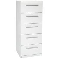 Designa White Chest of Drawers - 5 Narrow Drawer