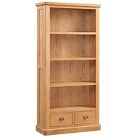 devonshire evesham oak bookcase 2 drawer tall