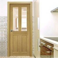 Deanta Bury Real American White Oak Crown Cut Veneer Door with Clear Bevelled Glass, Prefinished