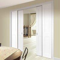 deanta quad telescopic pocket eton white primed victorian shaker doors