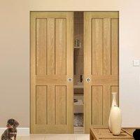 deanta eton oak syntesis double pocket door unfinished