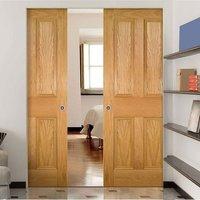 deanta kingston oak syntesis double pocket door unfinished
