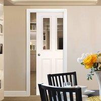 deanta single pocket rochester clear glazed white primed door