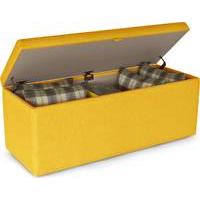 decker upholstered storage bench dandelion yellow