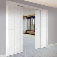 Deanta Quad Telescopic Pocket Seville White Primed Flush Doors