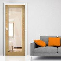 Deanta Walden Real American Oak Veneer Door with Clear Safety Glass, Unfinished