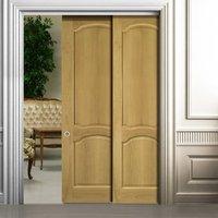 Deanta Twin Telescopic Pocket Louis American Oak Veneer Doors - Unfinished