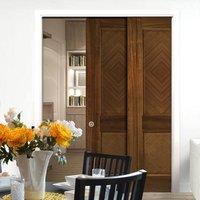Deanta Twin Telescopic Pocket Kensington Walnut Veneer Doors - Prefinished