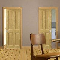Deanta Unilateral Pocket Bury Real American White Oak Crown Cut Veneer Door, Prefinished