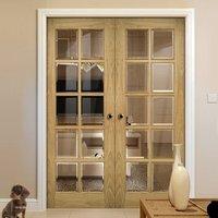 Deanta Bristol Oak Unfinished Door Pair with 10 Pane Clear Bevelled Safety Glass