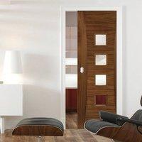 Deanta Single Pocket Pamplona Walnut Prefinished Door with Clear Safety Glass
