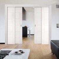 Deanta Quad Telescopic Pocket Pamplona White Primed Flush Doors