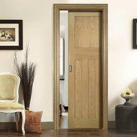 Deanta Single Pocket Cambridge Period Oak Door, Unfinished