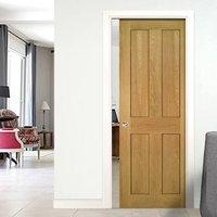 Deanta Eton Real American White Oak Pocket Door, 1/2 Fire Rated, Unfinished