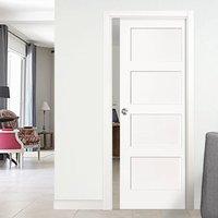 Deanta Coventry White Primed Shaker Pocket Door, 1/2 Hour Fire Rated