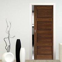 Deanta Coventry Walnut Prefinished Shaker Style Pocket Door, 1/2 Hour Fire Rated