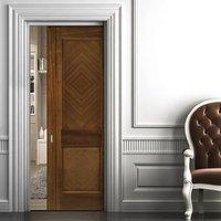 Deanta Kensington Walnut Prefinished Pocket Door with 2 Panels is 1/2 Hour Fire Rated