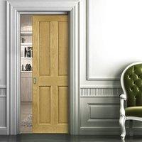 Deanta Bury Real American White Oak Crown Cut Veneer Pocket Door, Prefinished, 1/2 Hour Fire Rated