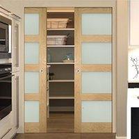 deanta coventry shaker style oak syntesis double pocket door with fros ...