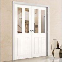 Deanta Eton White Primed Victorian Shaker Door Pair with Clear Safety Glass