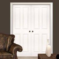 deanta rochester white primed door pair with raised mouldings