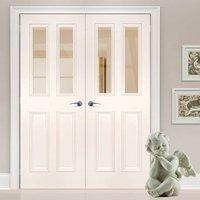 Deanta Rochester Clear Glazed White Primed Door Pair