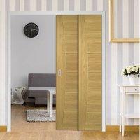 Deanta Twin Telescopic Pocket Pamplona Oak Veneer Flush Doors - Prefinished