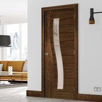 Deanta Contemporary Design Cadiz Prefinished Walnut Door with Clear safety Glass