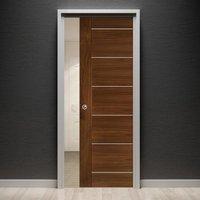 Deanta Single Pocket Valencia Walnut Door, Prefinished