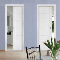 Deanta Unilateral Pocket Seville White Primed Flush Door