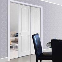 deanta twin telescopic pocket eton white primed victorian shaker doors