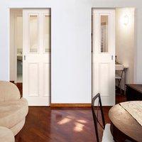 Deanta Unilateral Pocket Rochester Clear Glazed White Primed Door