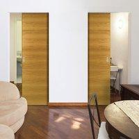 Deanta Unilateral Pocket Augusta Real American White Oak Crown Cut Veneer Door, Prefinished