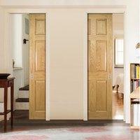 Deanta Unilateral Pocket Oxford American White Oak Veneer Panel Door, Prefinished