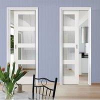 Deanta Unilateral Pocket Coventry White Primed Shaker Door With Clear Glass