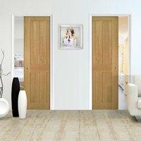 Deanta Unilateral Pocket Eton Real American White Oak Veneer Door, Unfinished