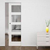 Deanta Coventry White Primed Shaker Syntesis Pocket Door With Clear Glass
