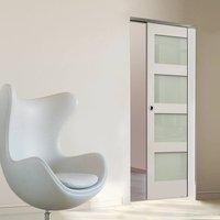 deanta coventry white primed shaker syntesis pocket door with frosted  ...