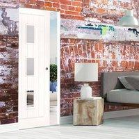 Deanta Ely White Primed Syntesis Pocket Door with Clear Glass