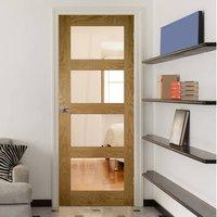Deanta Coventry Shaker Style Oak Door with Clear Safety Glass, Unfinished