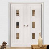 Deanta Ely White Primed Door Pair with Clear Safety Glass