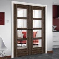 Deanta Calgary Flush Door Pair with Clear Safety Glass, Abachi Wood, Prefinished