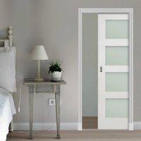 Deanta Single Pocket Coventry White Primed Shaker Door With Frosted Glass