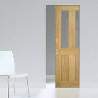 Deanta Eton Oak Syntesis Pocket Door with Clear Glass, Unfinished