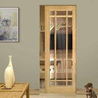 Deanta Kerry Oak Syntesis Pocket Door with Bevelled Clear Glass, Unfinished