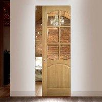 Deanta Louis Oak Syntesis Pocket Door with Clear Bevelled Glass, Unfinished