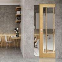 Deanta Norwich Oak Syntesis Pocket Door with Clear Bevelled Glass, Unfinished