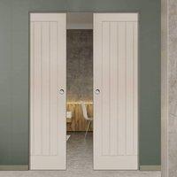 deanta ely white primed syntesis double pocket door