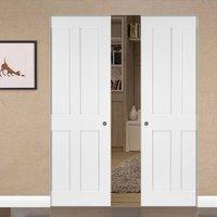 Deanta Eton White Primed Victorian Shaker Syntesis Double Pocket Door