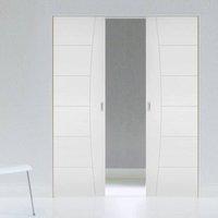 Deanta Pamplona White Primed Flush Syntesis Double Pocket Door